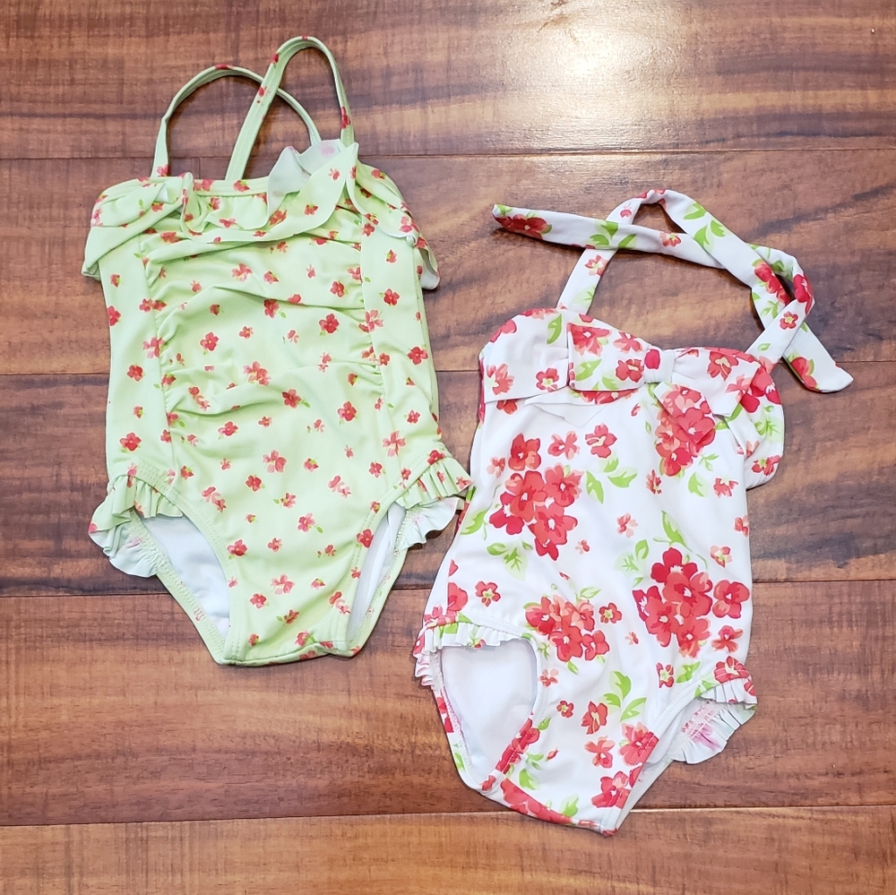 Janie and Jack EUC 6-12 months floral swimsuit - set of 2